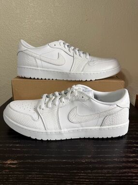 Nike Air Jordan 1 Golf Low Golf Shoes White Crocodile DD9315 110 Men’s Size 15